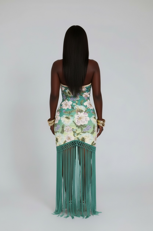 ARIA FRINGE BLUE DRESS