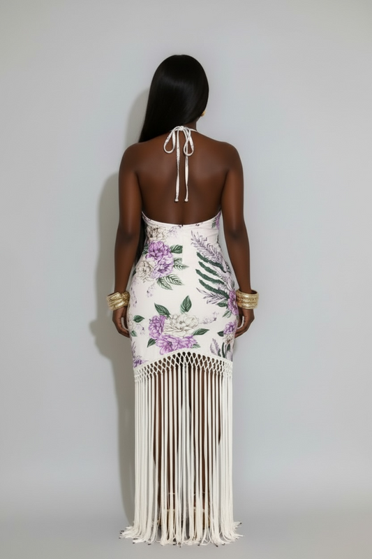 ARIA FRINGE WHITE DRESS