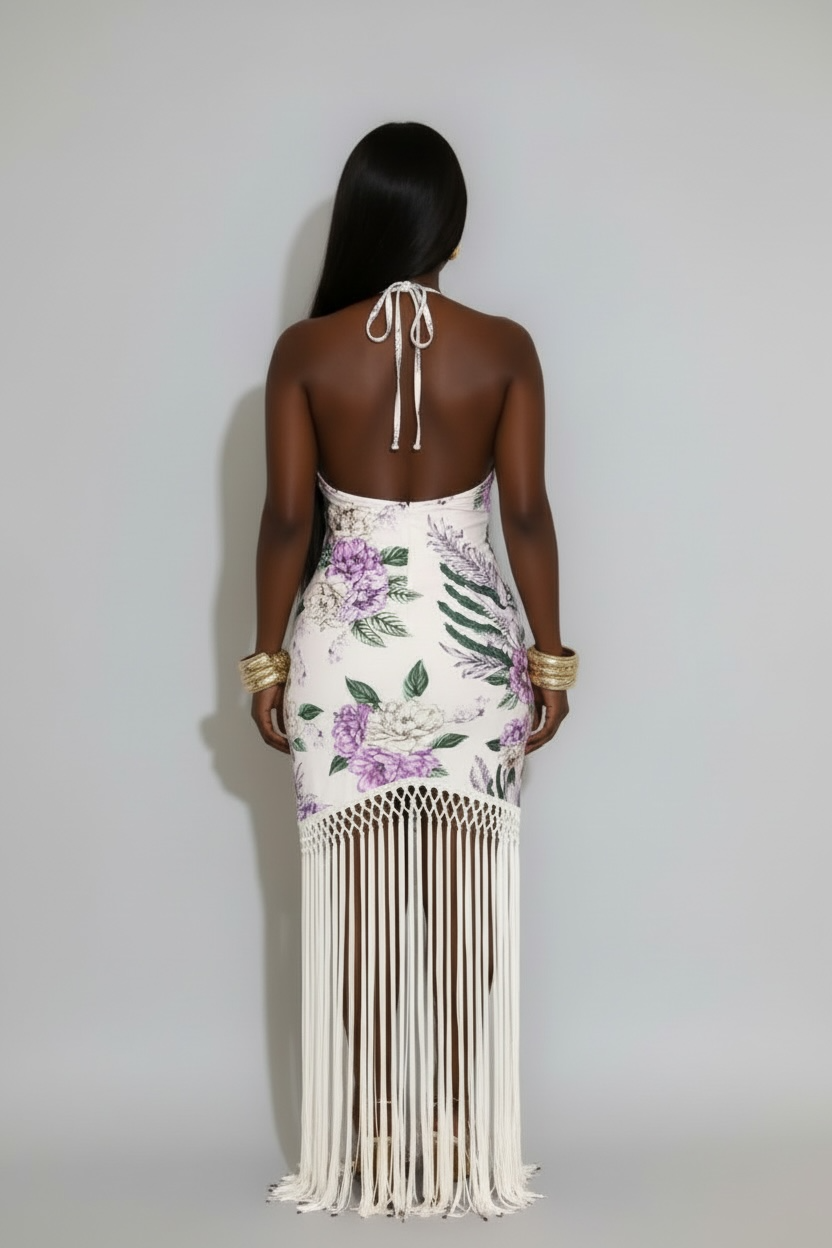 ARIA FRINGE WHITE DRESS