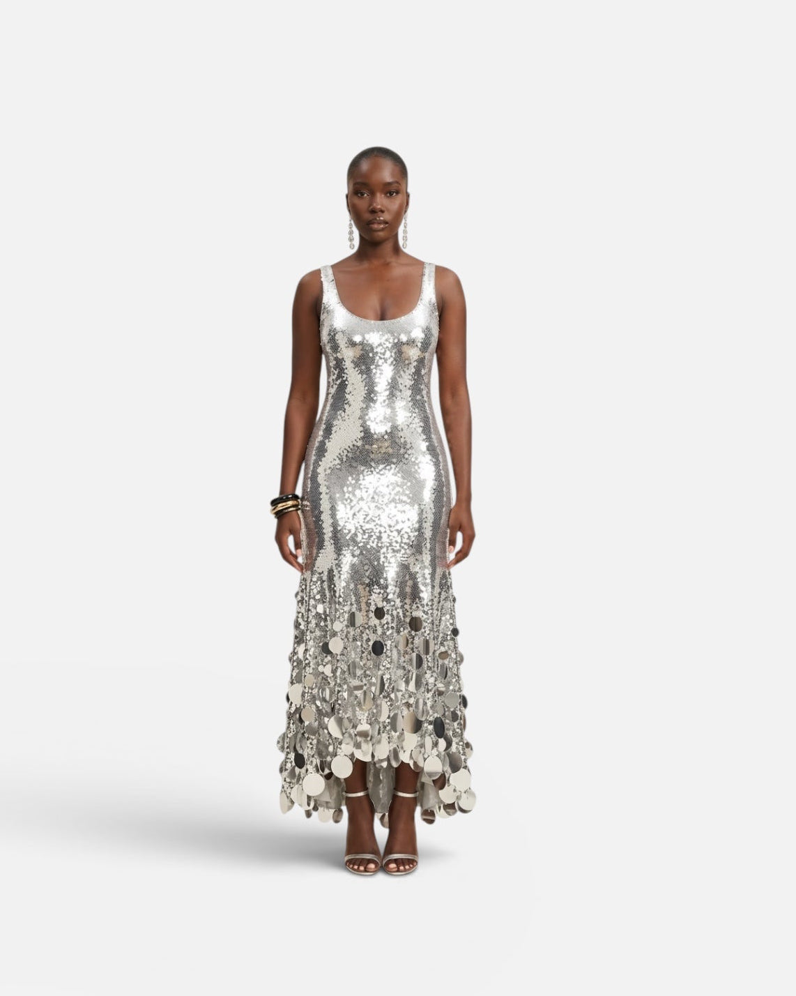 LUNAR SILVER SEQUIN MAXI DRESS