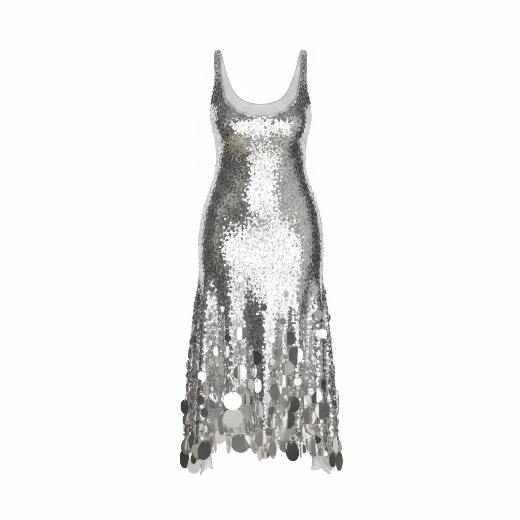 LUNAR SILVER SEQUIN MAXI DRESS
