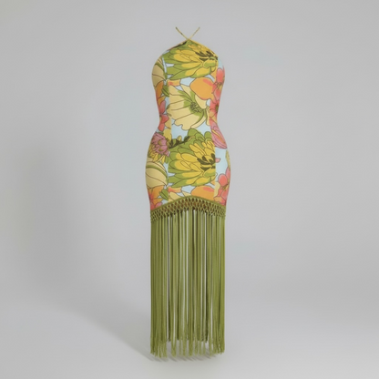 ARIA FRINGE GREEN DRESS
