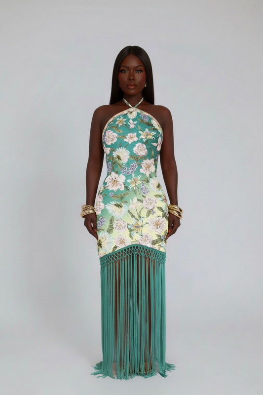 ARIA FRINGE BLUE DRESS