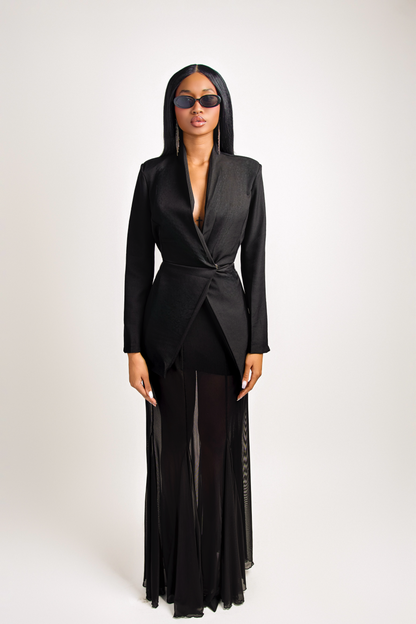 FORMA — Black V-Neck Single Blazer