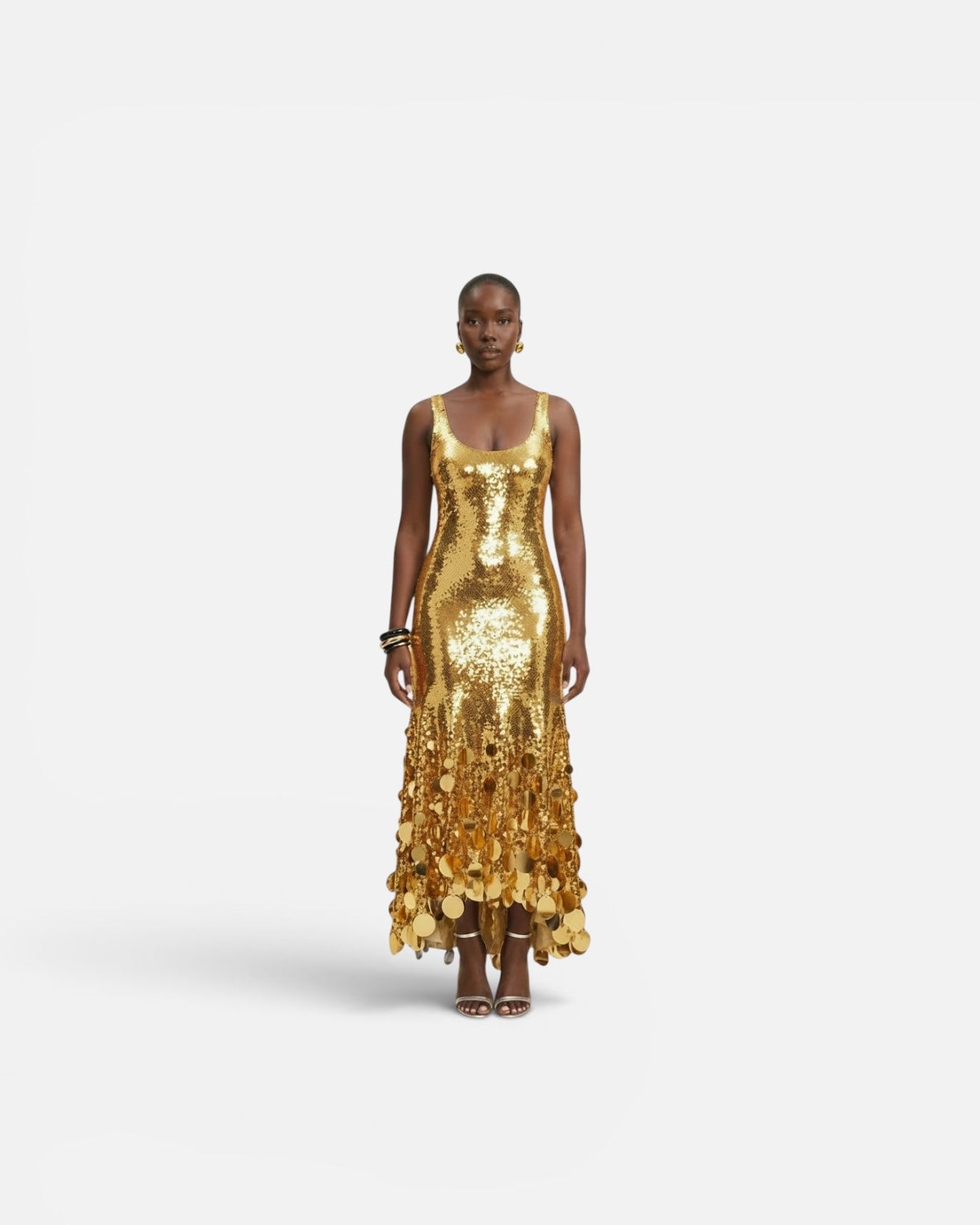 LUNAR GOLD SQUIN MAXI DRESS