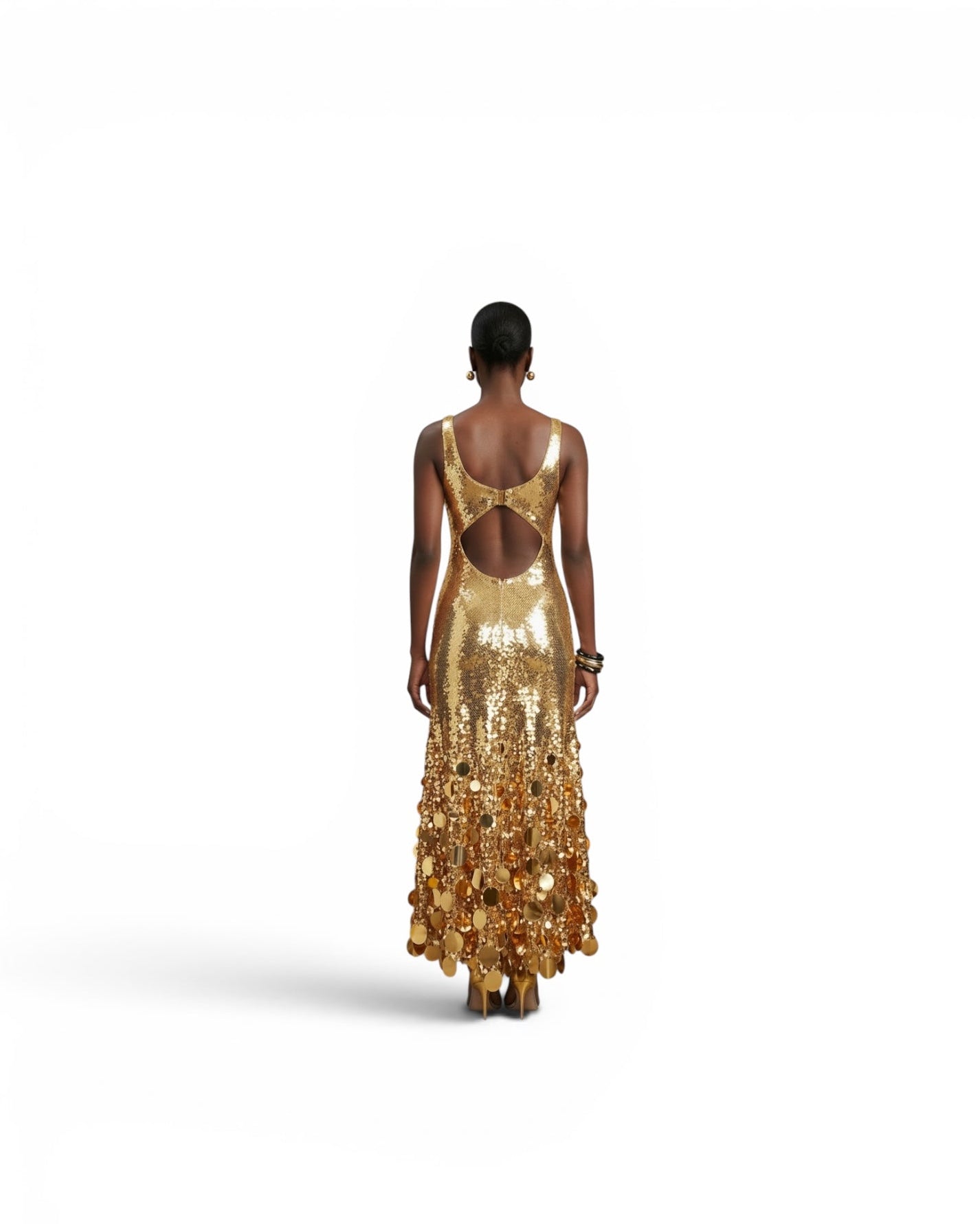 LUNAR GOLD SQUIN MAXI DRESS